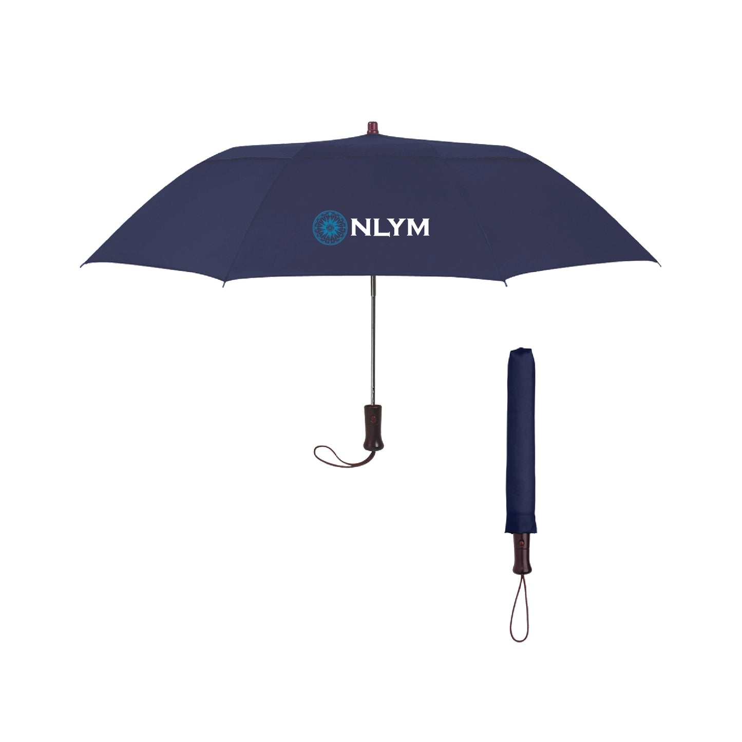 44" Arc Telescopic Folding Wood Handle Umbrella